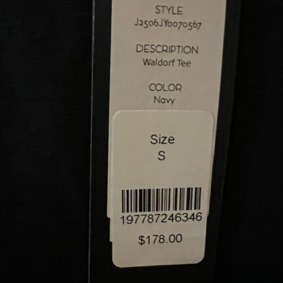 Veronica Beard Waldorf Ruched-Sleeve Slub T-Shirt Navy SMALL - Picture 7 of 7